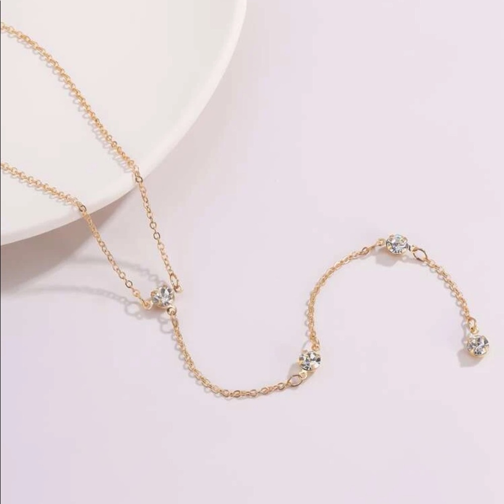 🎉 New Gold Chain Rhinestone Drop Adjustable Necklace - Picture 4 of 5